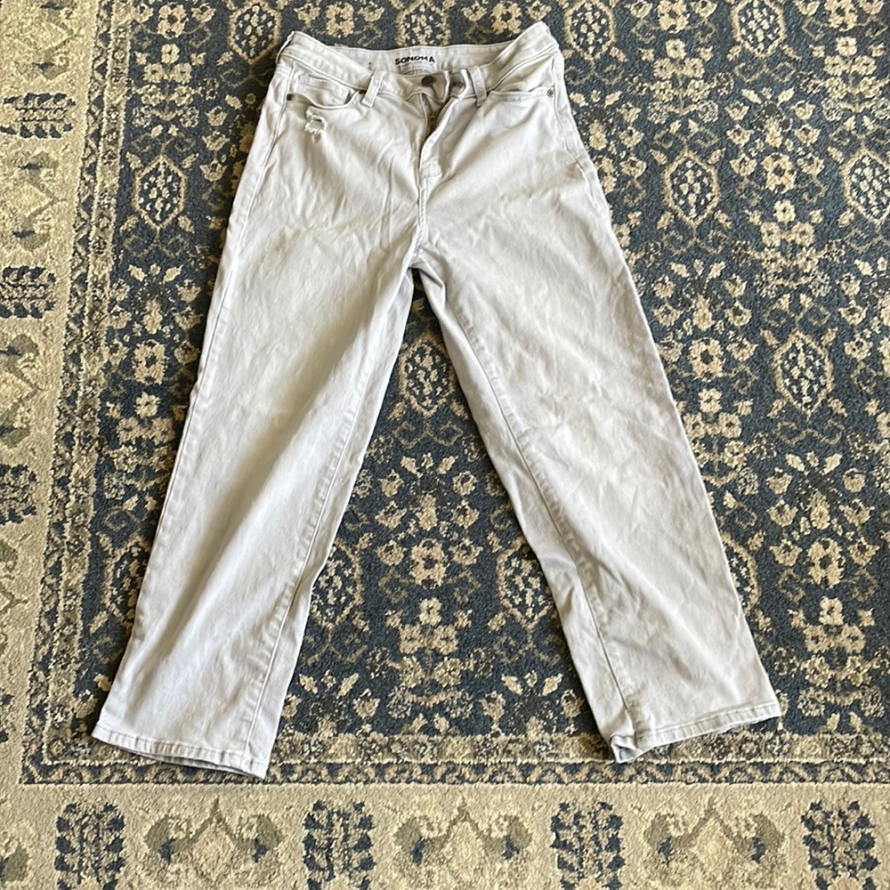 Crop high rise straigh legs stretchy jeans